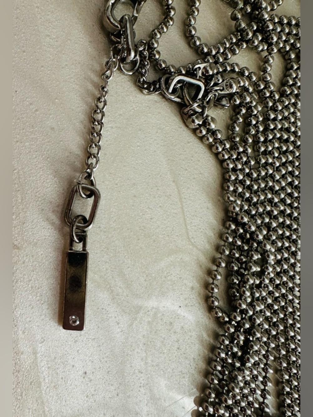 Kenneth Cole Multi-Strand, Silver-tone Ball Chain Necklace. - Picture 16 of 16